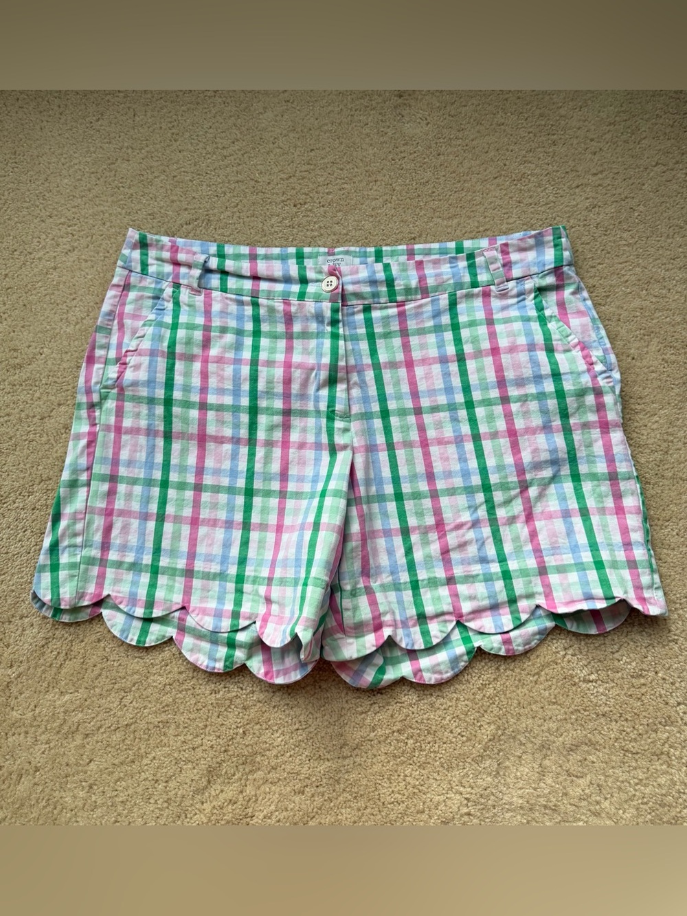Crown & Ivy Women’s Pastel Plaid Shelby Chino Shorts - Sz 16W - VGUC - Stretch